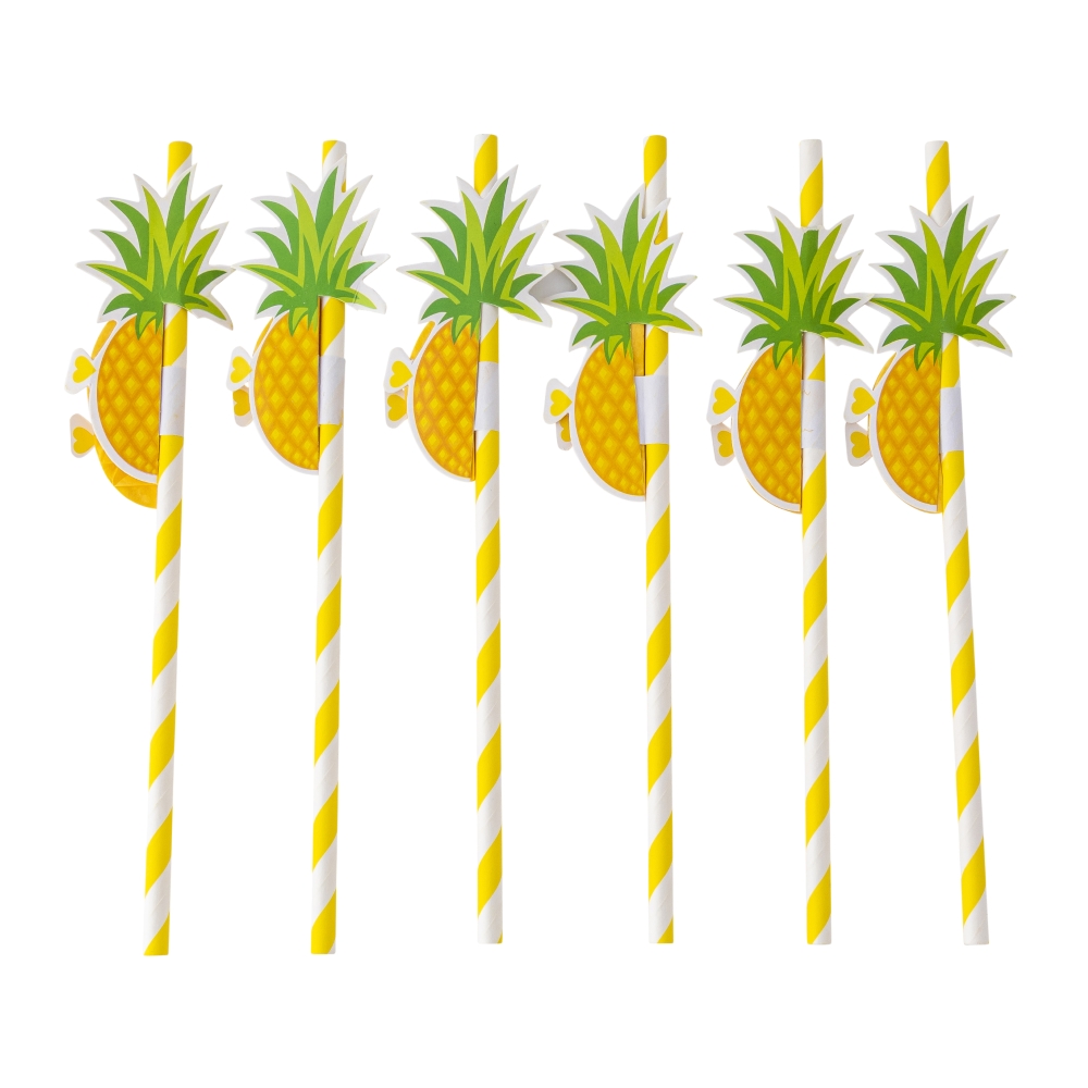 KPL. 6 SŁOMEK PAPIEROWYCH 19,5 CM DEK. ANANAS