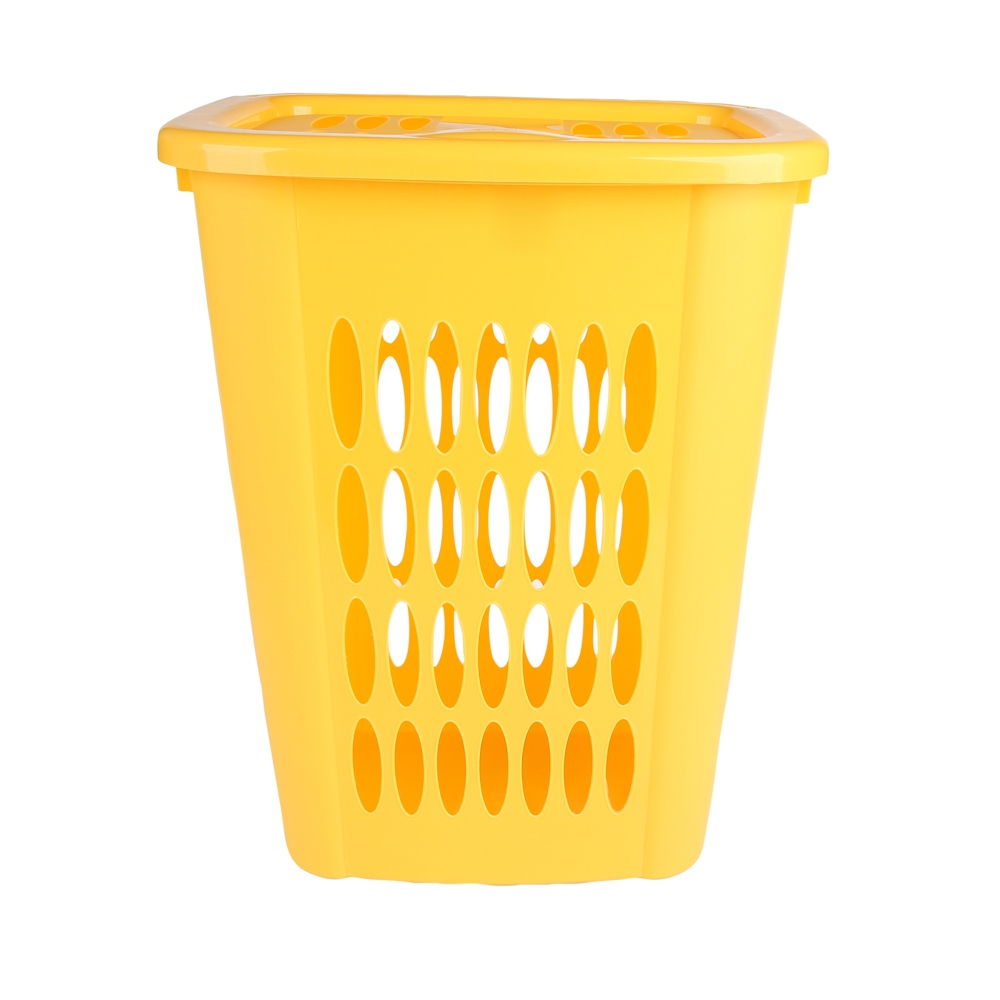 Laundry basket 55l cover line yellow