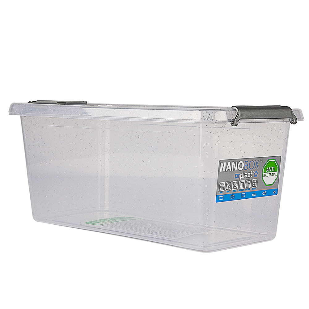 Antibacterial storage container with micro-particles of silver, with lid and handle 40x20x16,5cm 8l