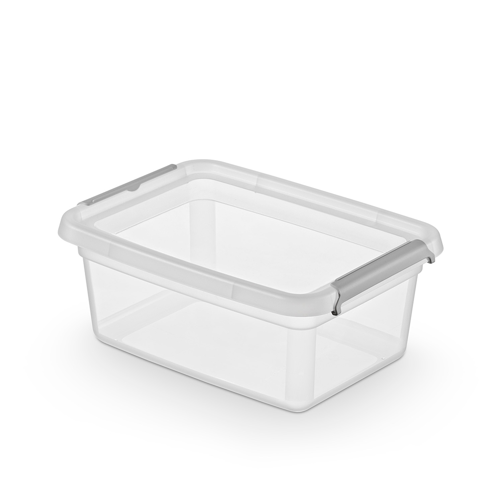 Basestore container with lid and clips, 39x29x16.5 cm, 12.5L