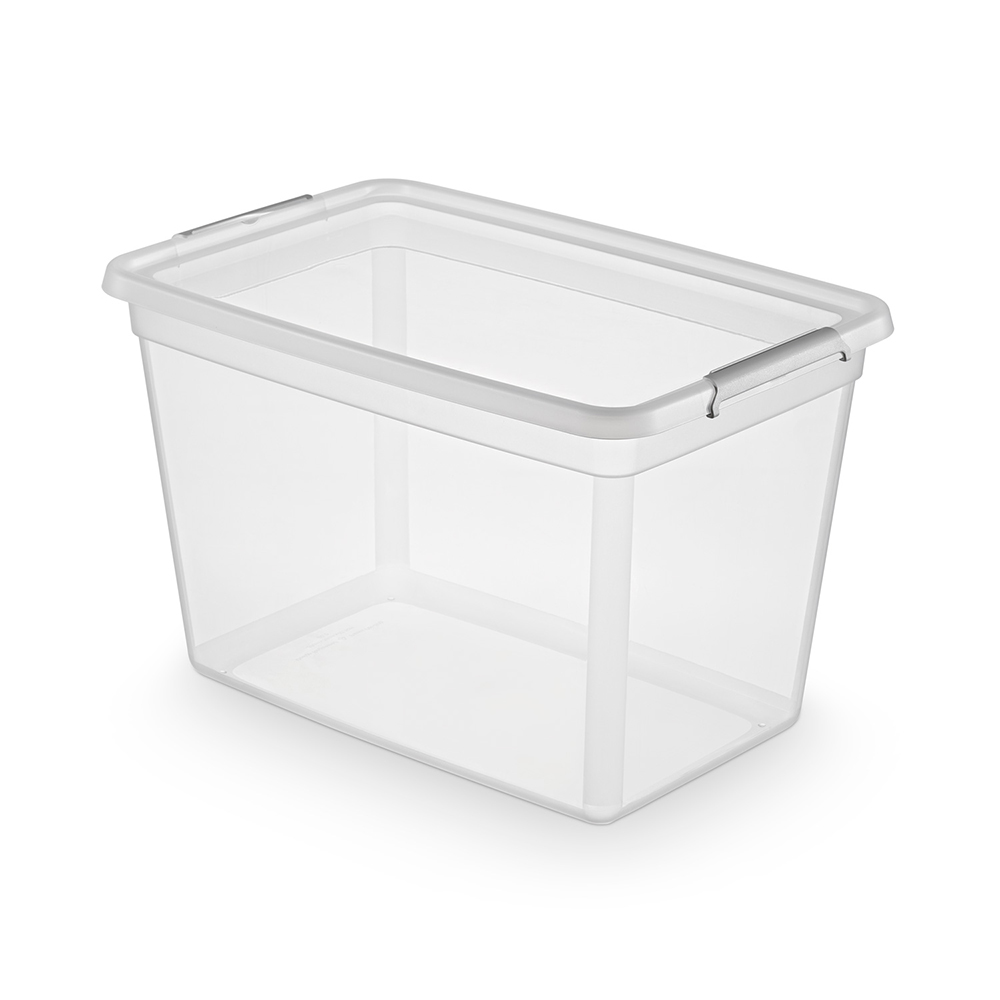 Basestore container with lid and clips 39x39x35 60 L