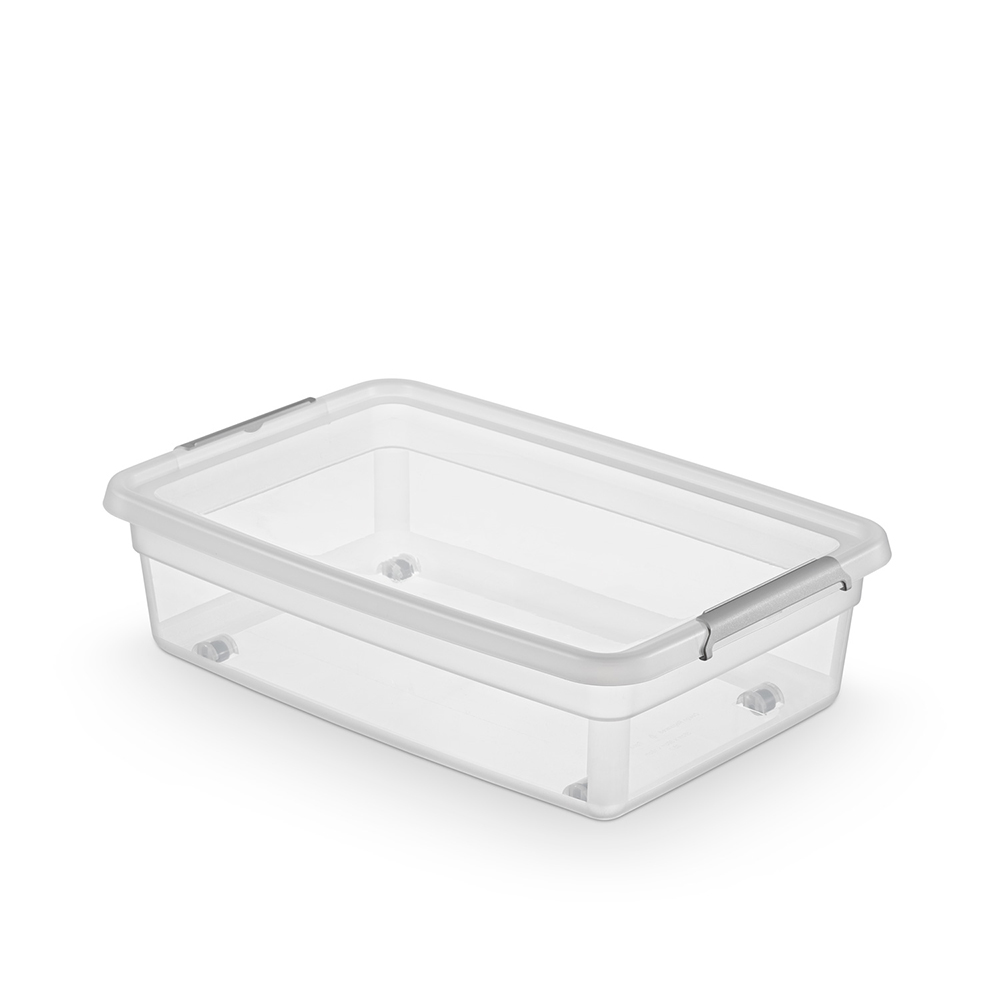 Basestore container with lid and clips on wheels 58x39x16 cm 29 L
