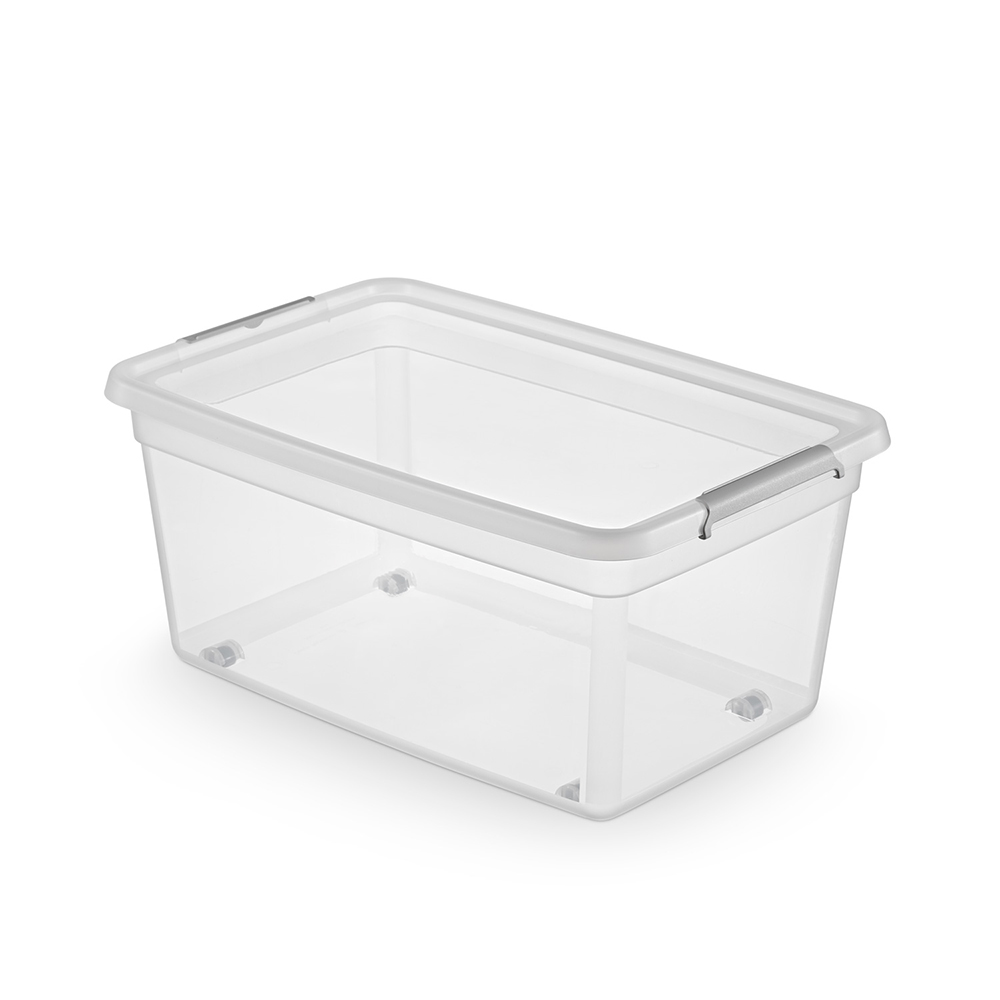 Basestore container with lid and clips on wheels 39x39x25 cm 40 L