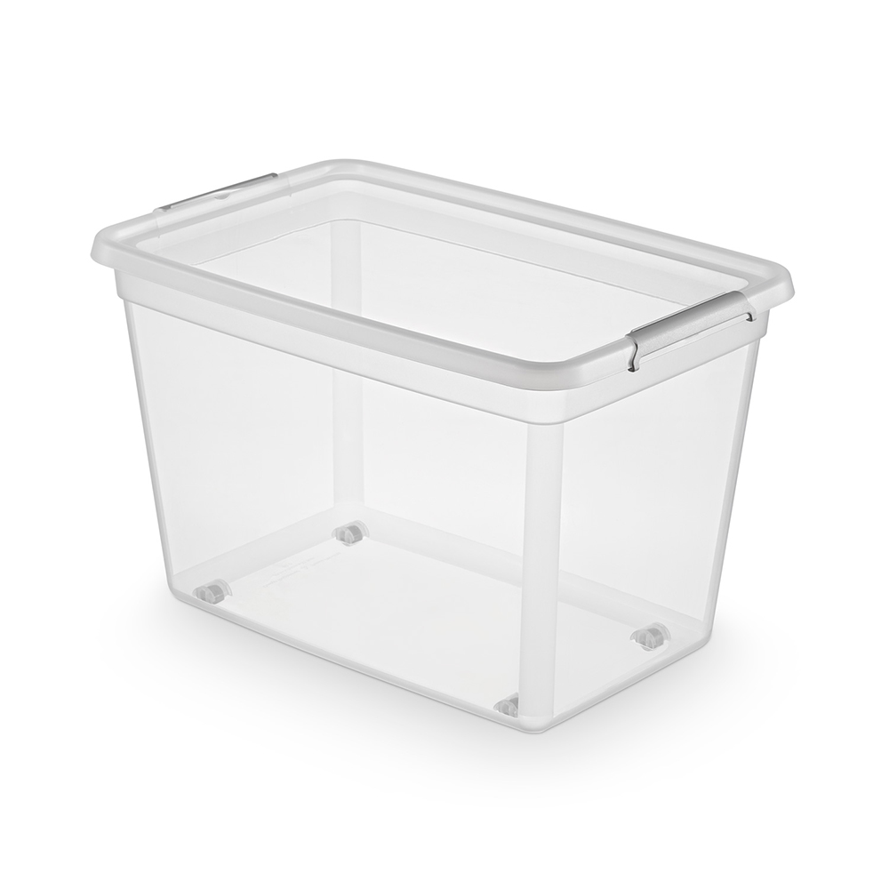 Basestore container with lid and clips on wheels 39x39x35 cm 60 L
