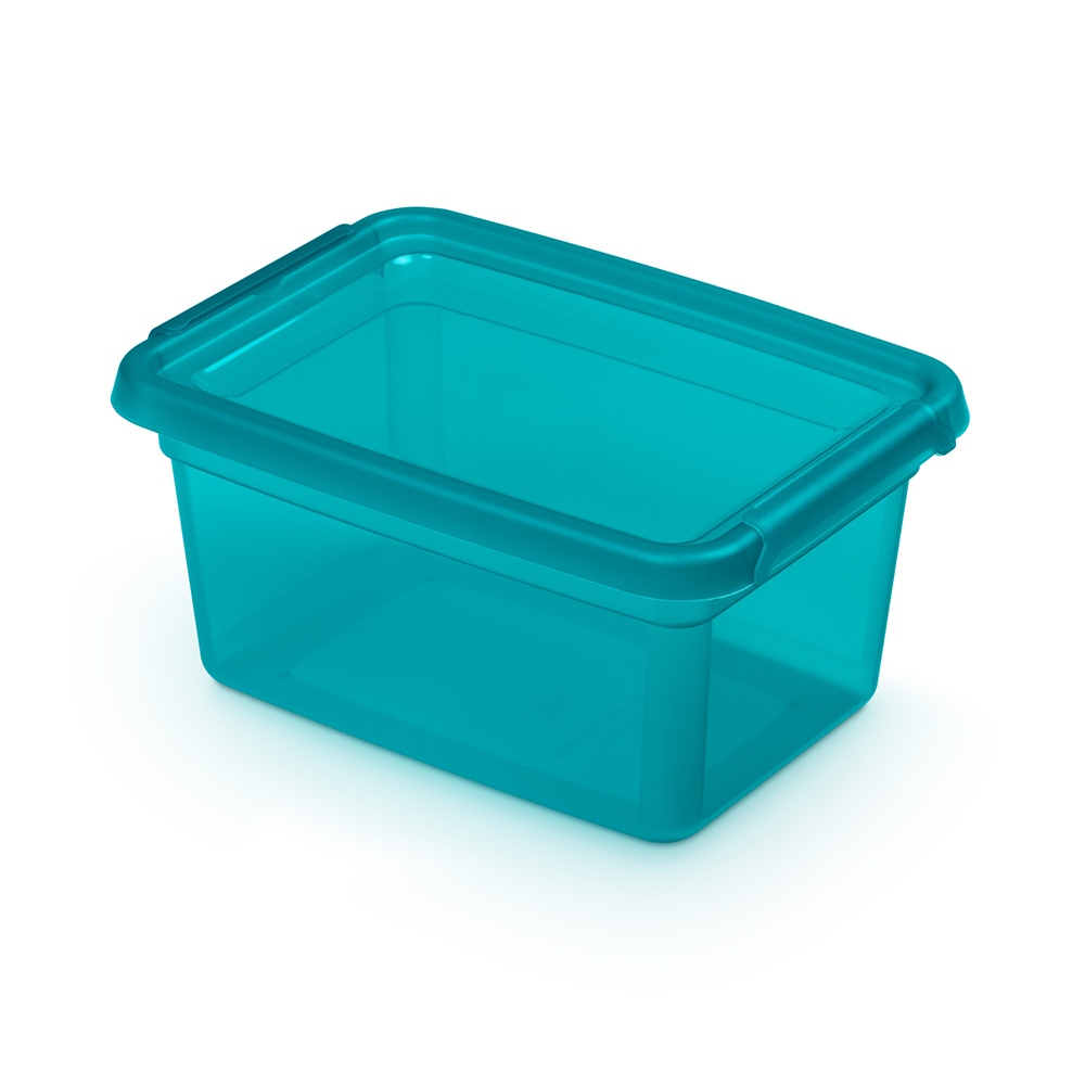 Basestore container with lid and clips, 14x19x9 cm 1,5 L ocean