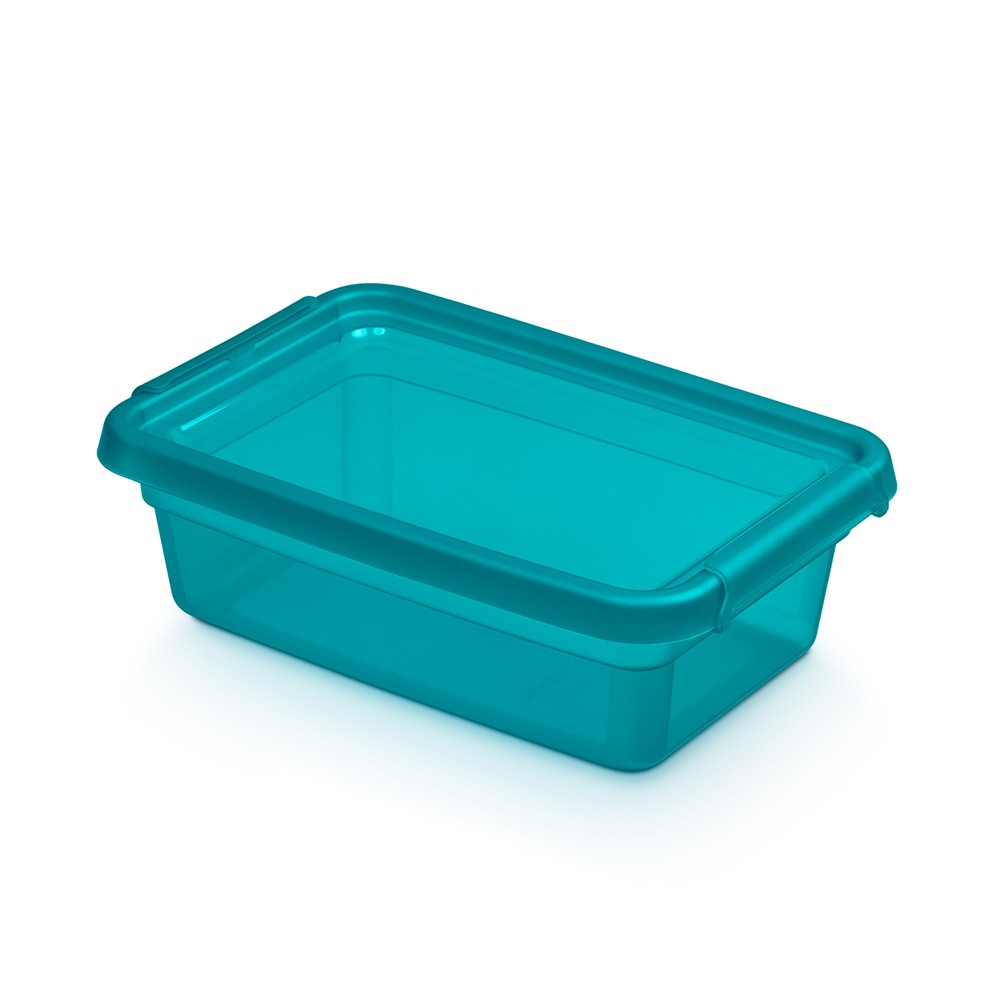 Basestore container with lid and clips, 19x28x9 cm 3 L ocean