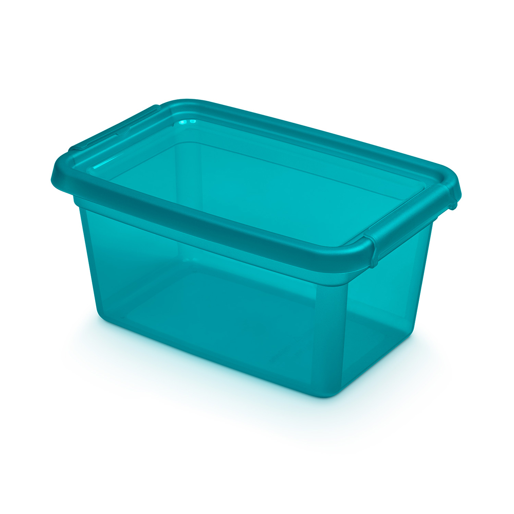 Basestore container with lid and clips, 19x28x13 cm 4,5 L ocean