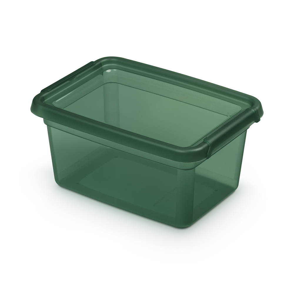 Basestore container with lid and clips, 14x19x9 cm 1,5 L pine