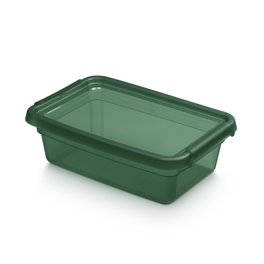 Basestore container with lid and clips, 19x28x9 cm 3 L pine