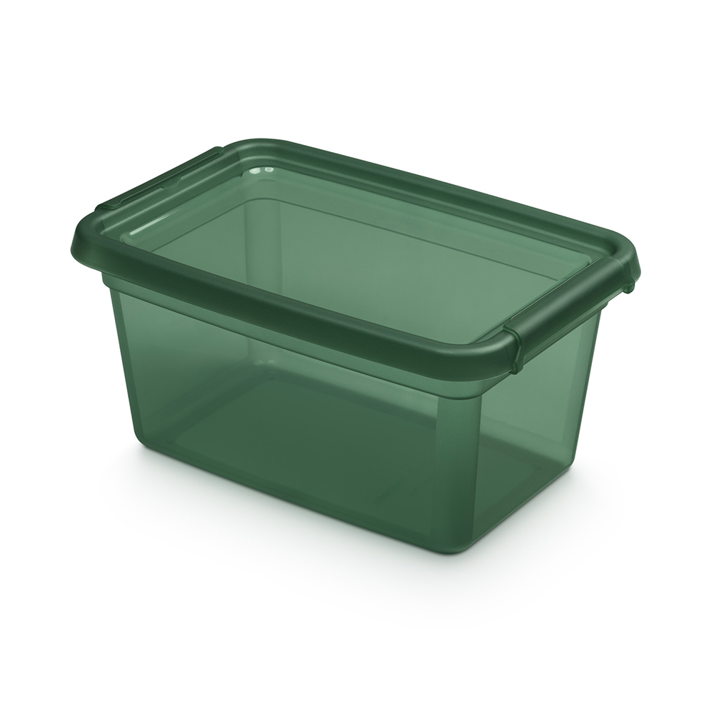 Basestore container with lid and clips, 19x28x13 cm 4,5 L pine