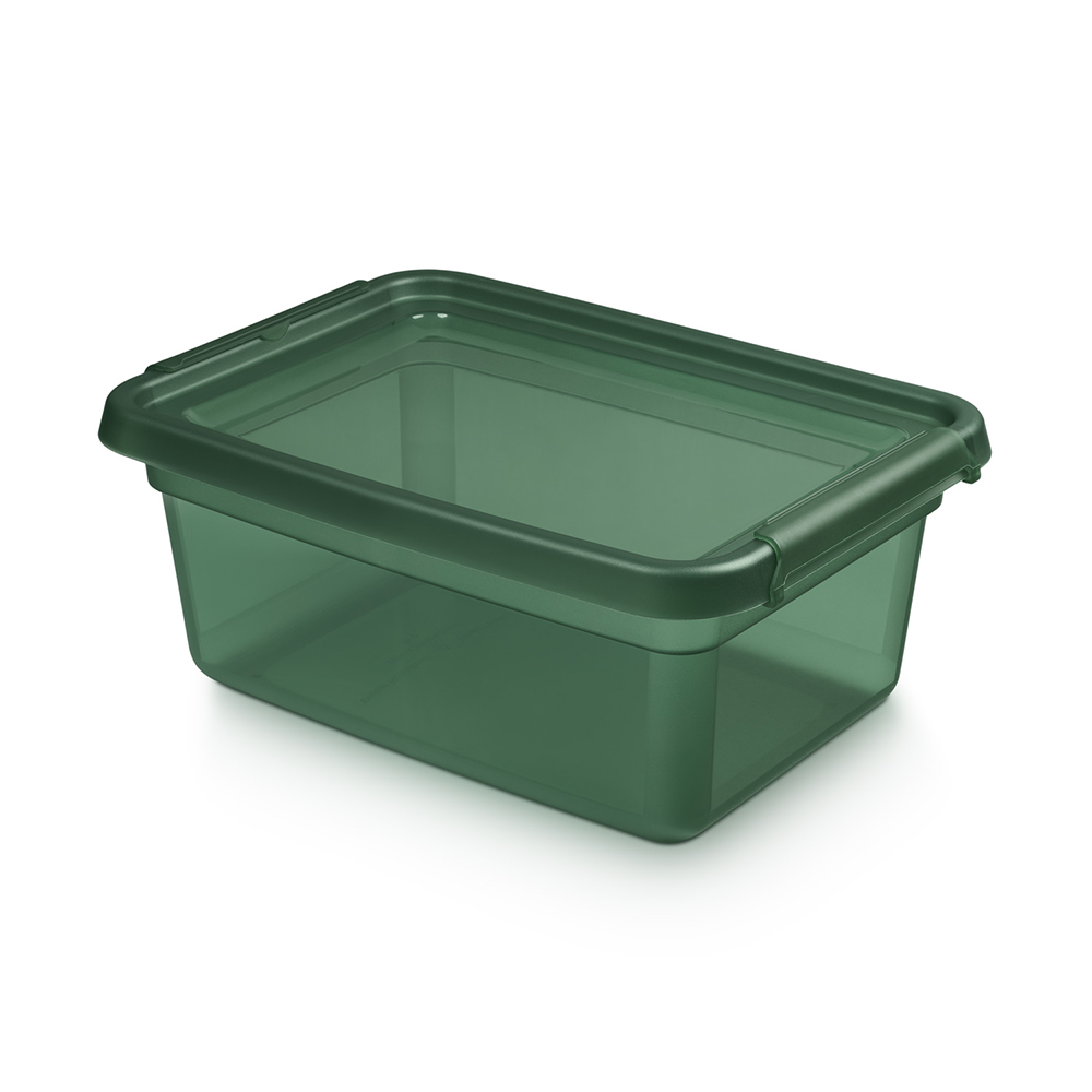 Basestore container with lid and clips, 28x38x16 cm 12,5 L pine