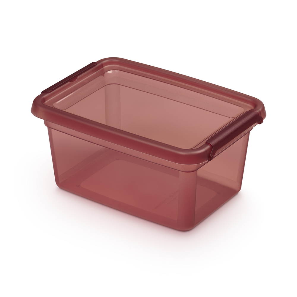 Basestore container with lid and clips, 14x19x9 cm 1,5 L rhubarb