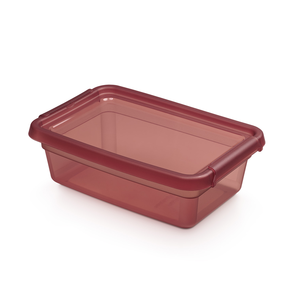 Basestore container with lid and clips, 19x28x9 cm 3 L rhubarb