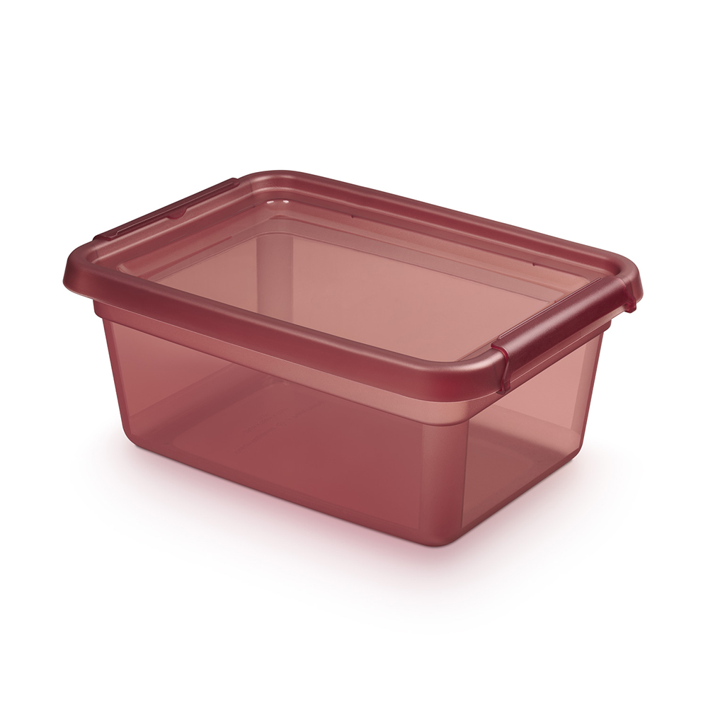 Basestore container with lid and clips, 28x38x16 cm 12,5 L rhubarb