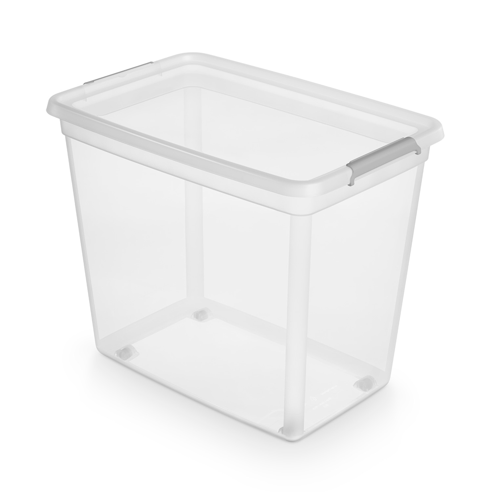 Basestore container with lid and clips on wheels 58x39x49 cm 80 l