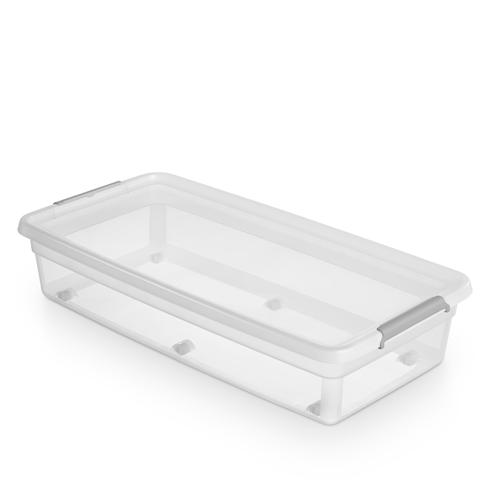 Basestore container with lid and clips on wheels 78x39x17 cm 35 l