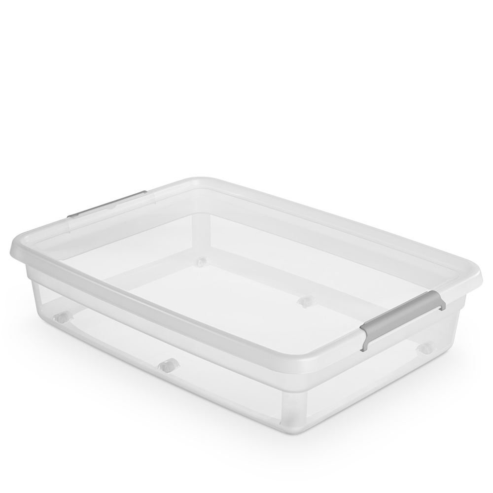 Basestore container with lid and clips on wheels 79x59x19 cm 60 l