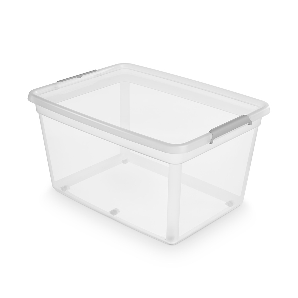 Basestore container with lid and clips on wheels 79x59x43 cm 140 l