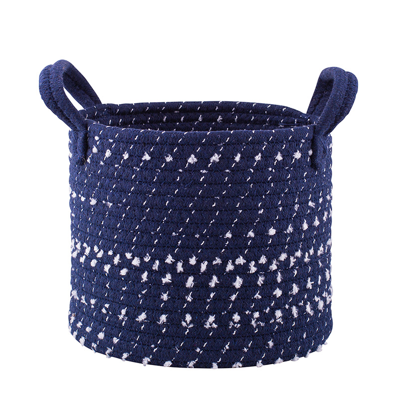 Woven basket, 22x22x18 cm, navy blue