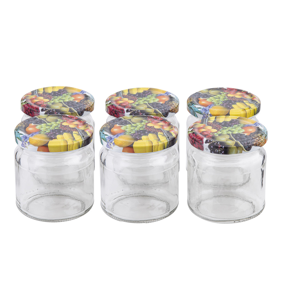 Set of 6 jars to-200 + cap printed fi 66 4z