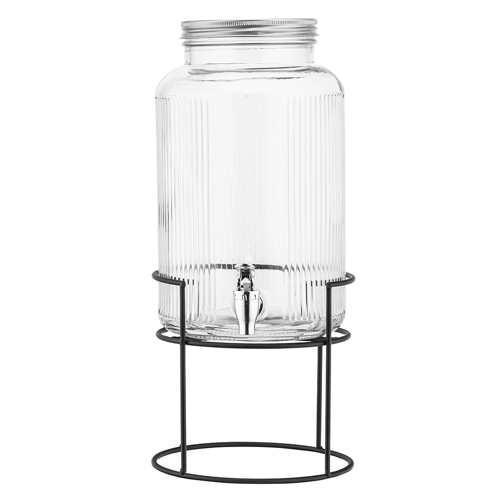 Glass Dispenser Jar with Metal lid and Stand 5,7 L