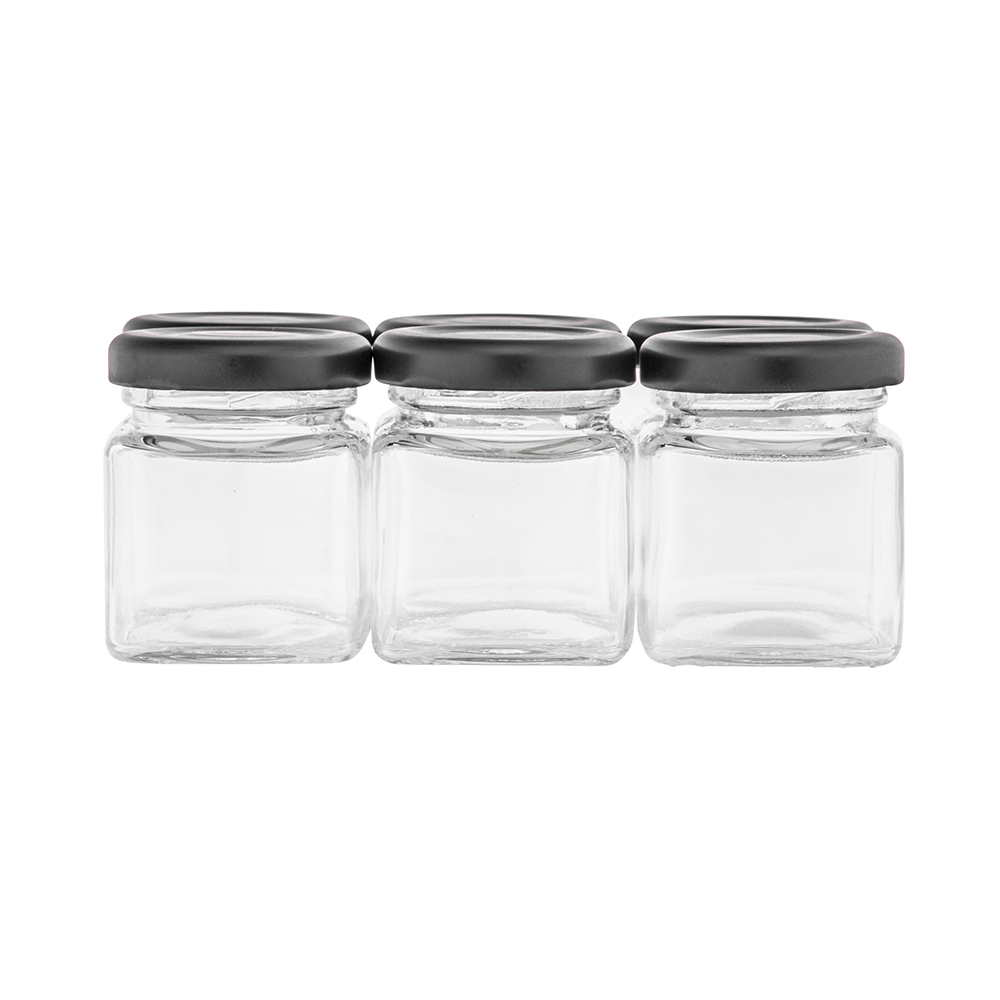 Set of 6 square jars 50ml + cap fi 43