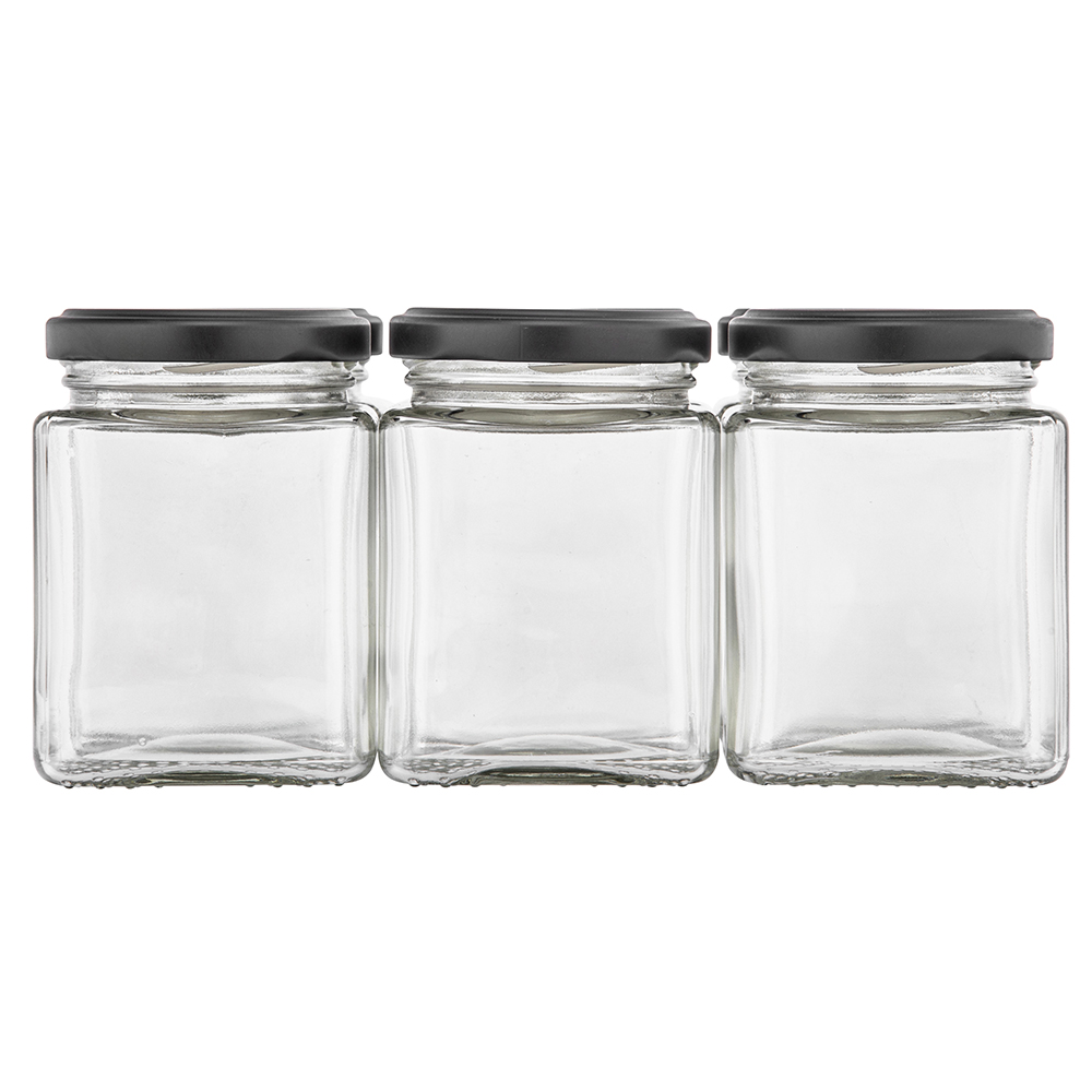Set of 6 square jars 200ml + cap fi 58 4z