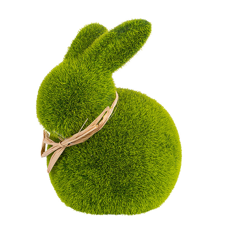 Flocking rabbit in green color 13,5x10x15,5 cm