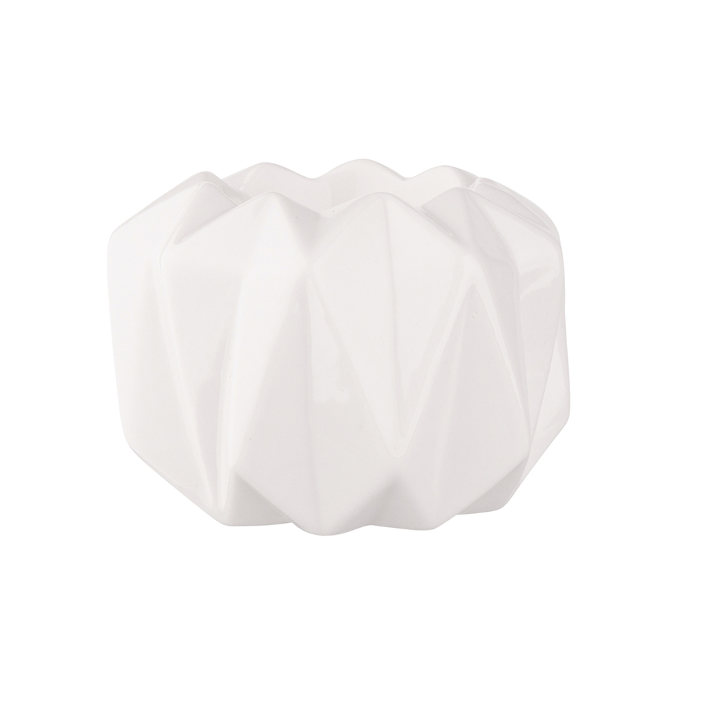 Porcelain candle holder 9x9x6 cm white