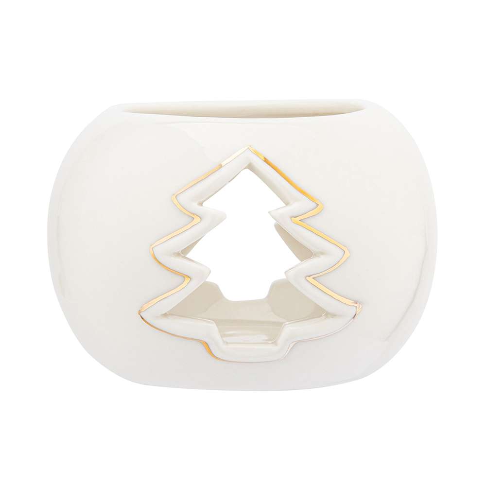 Round T-light holder with Tree holes with gold painting