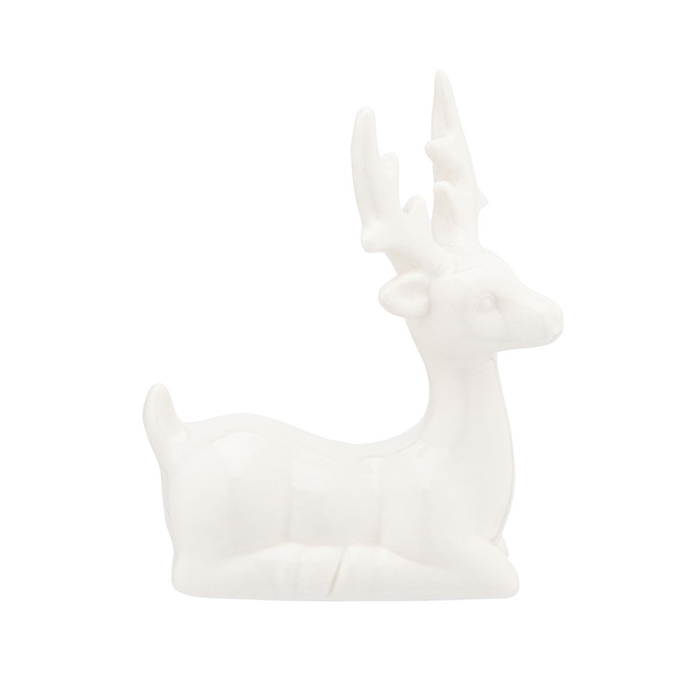 FIGURKA RENIFER PORCELANOWA 9X5X11 CM KOL. BIAŁY