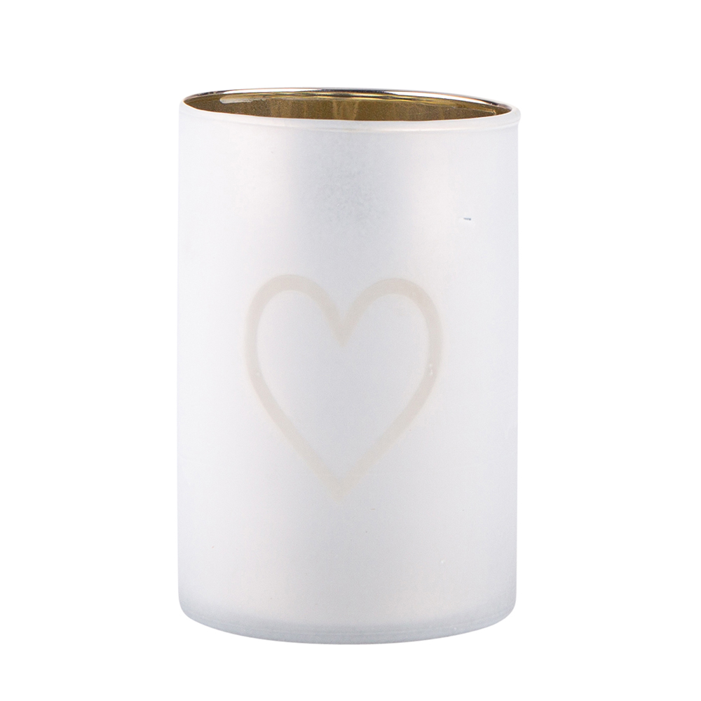 Matt glass candlestick with a golden finish inside 8x12 cm heart