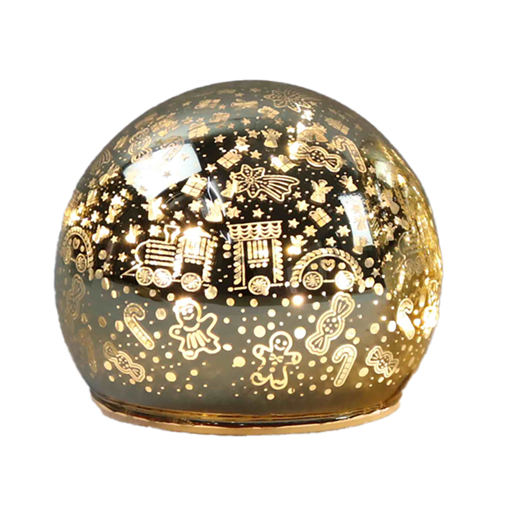 LED glass ball with Gingerbread,gold ,D10cm