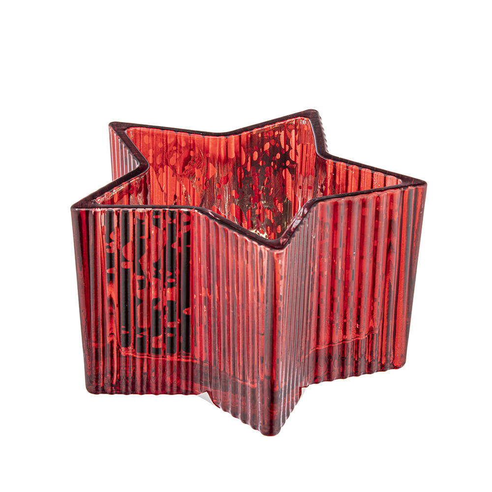 Red glass candle holder