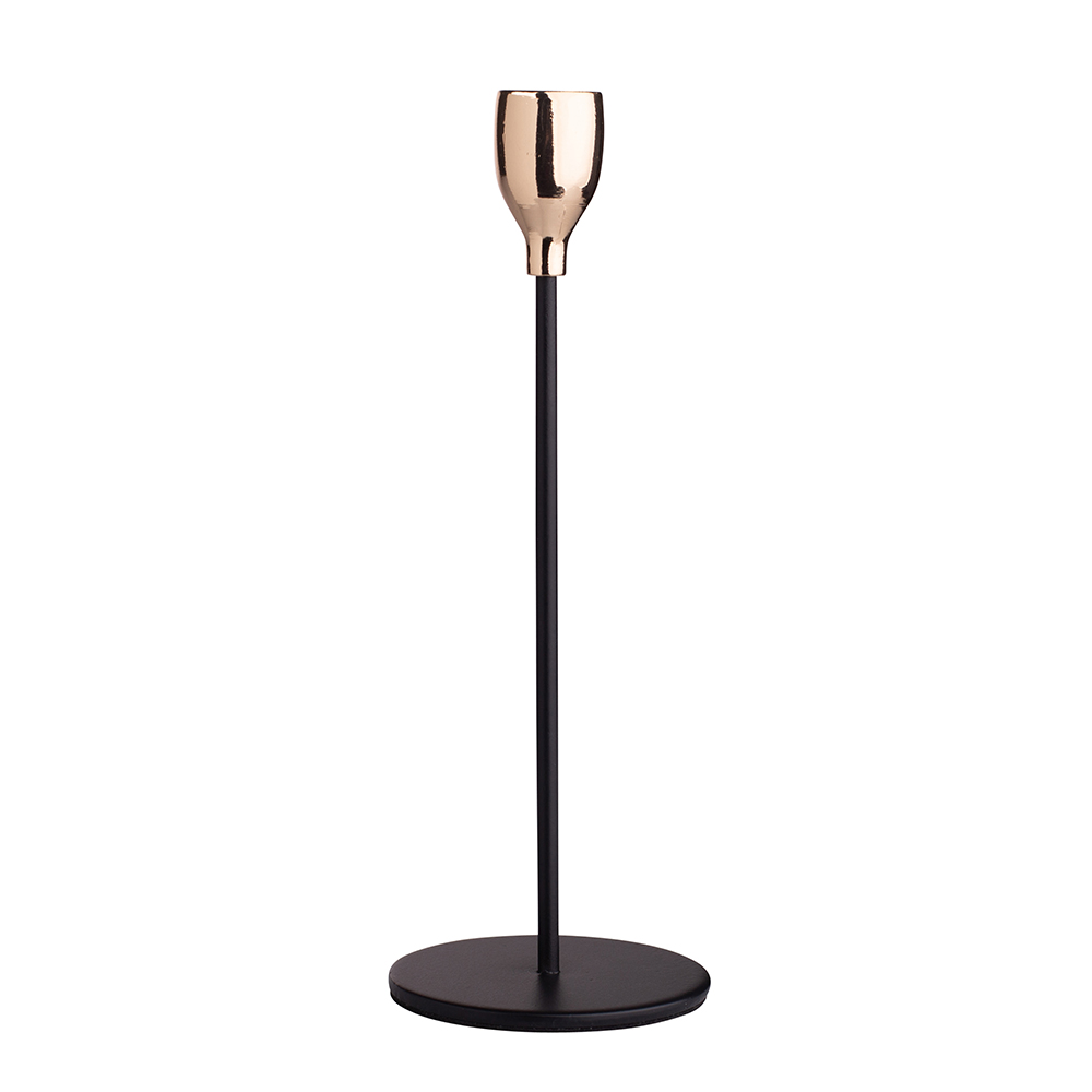Black metal candle holder with gold 8x822,5 cm