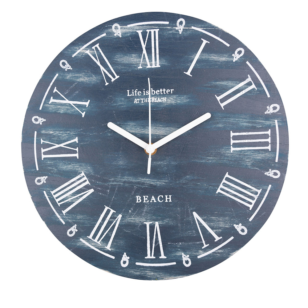 Wooden clock darck blue 30x30x3 cm