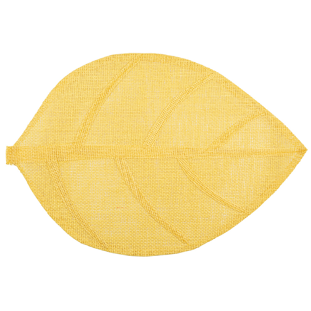 Natural coaster in leave shape 33x48 cm yellow