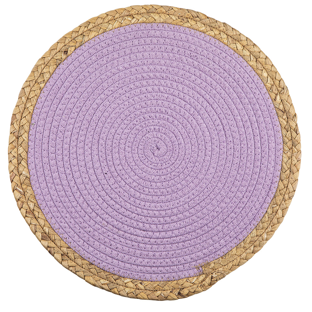 Cotton rope round coaster 38 cm purple