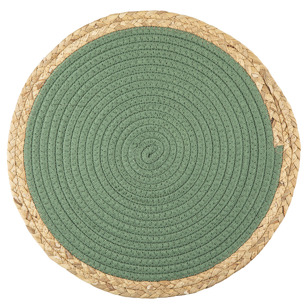 Cotton rope round coaster 38 cm green