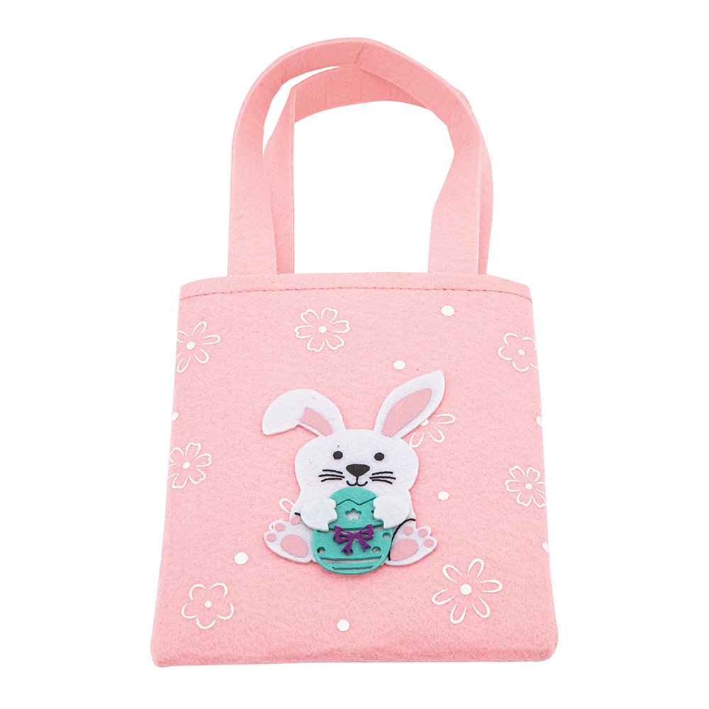 Felt bag with rabbit pink color