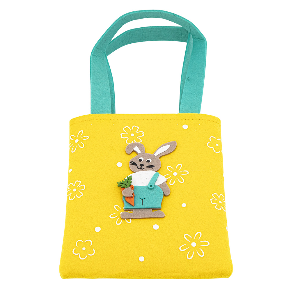 Felt bag with rabbit yellow color