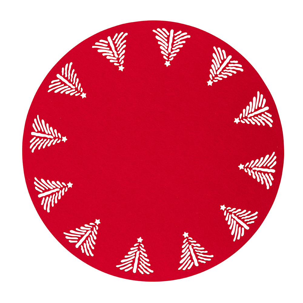 Felt placemat red christmas tree 35 cm