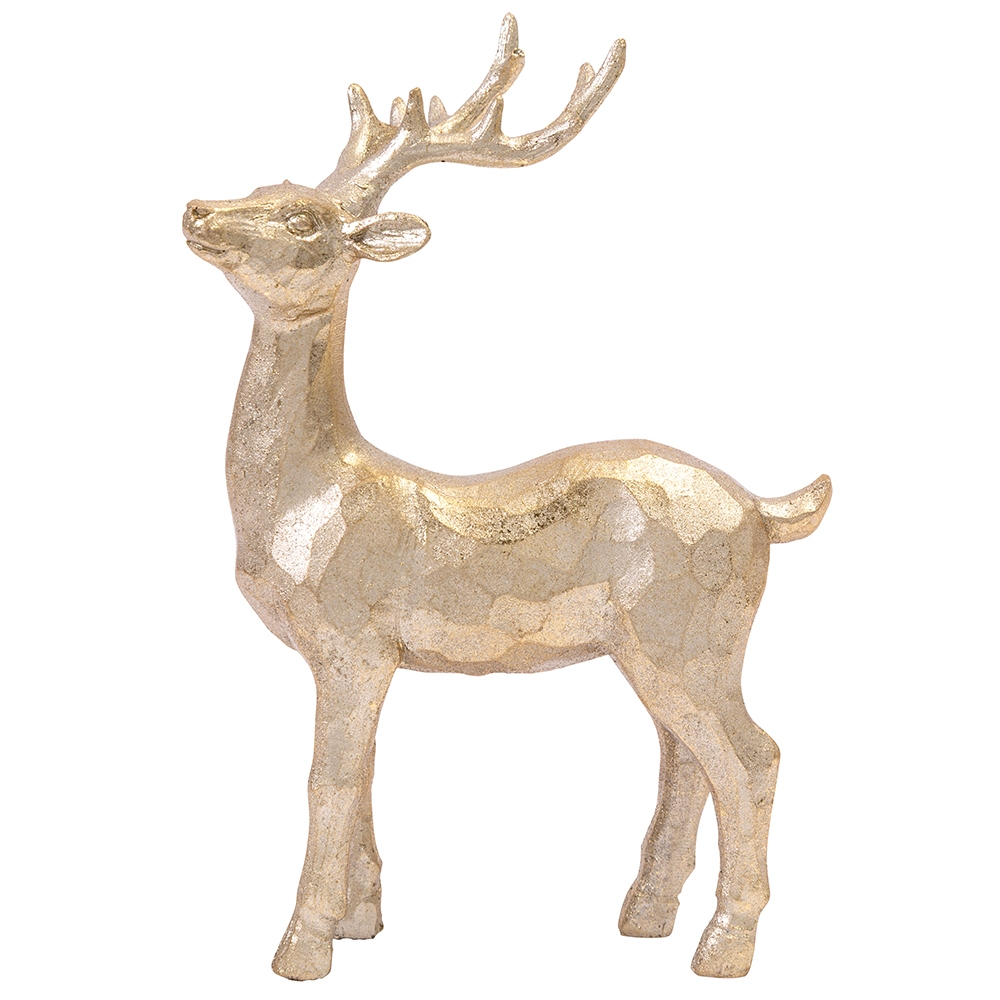 FIGURKA RENIFER Z POLIRESINGU 10X5X14,5 CM W ODCIENIU ZŁOTA