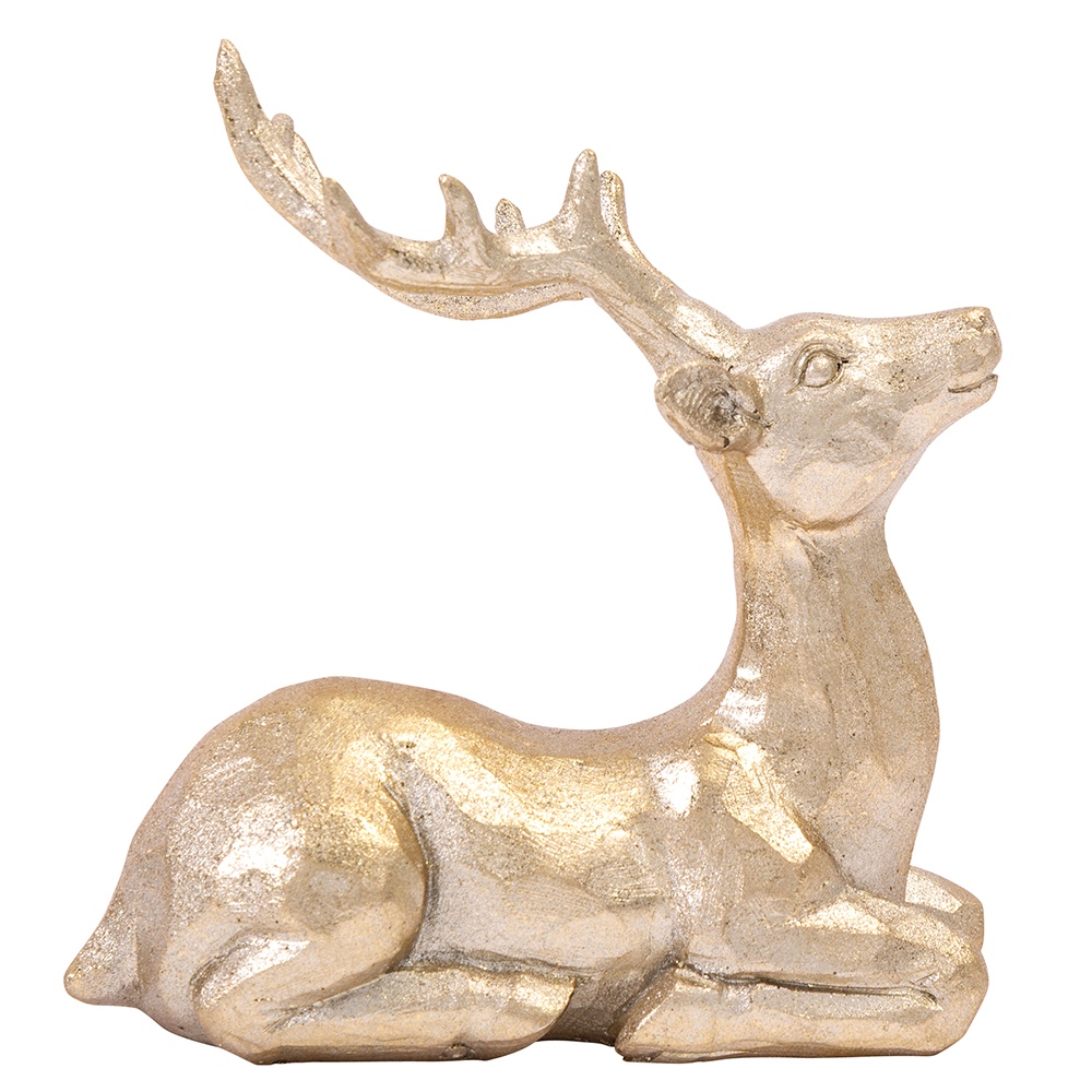 FIGURKA RENIFER Z POLIRESINGU 8,5X5X8 CM W ODCIENIU ZŁOTA