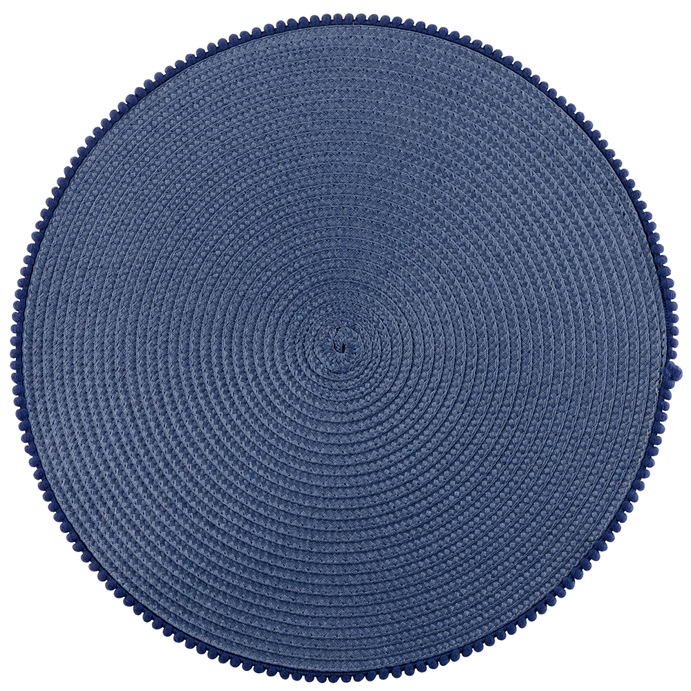 MATA SŁOMKOWA PP OKRĄGŁA Z POMPONIKAMI 38 CM DENIM