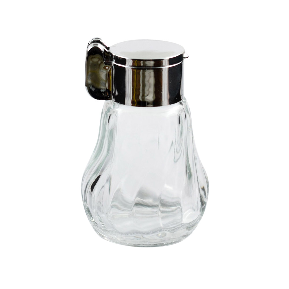 Solniczka szklana z klapką metalizowaną